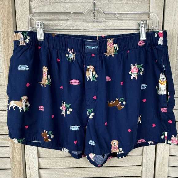 Joyspun Other - JOYSPUN Women's Cotton Blend Dog Print Pajama Boxer Shorts Navy Blue-Large